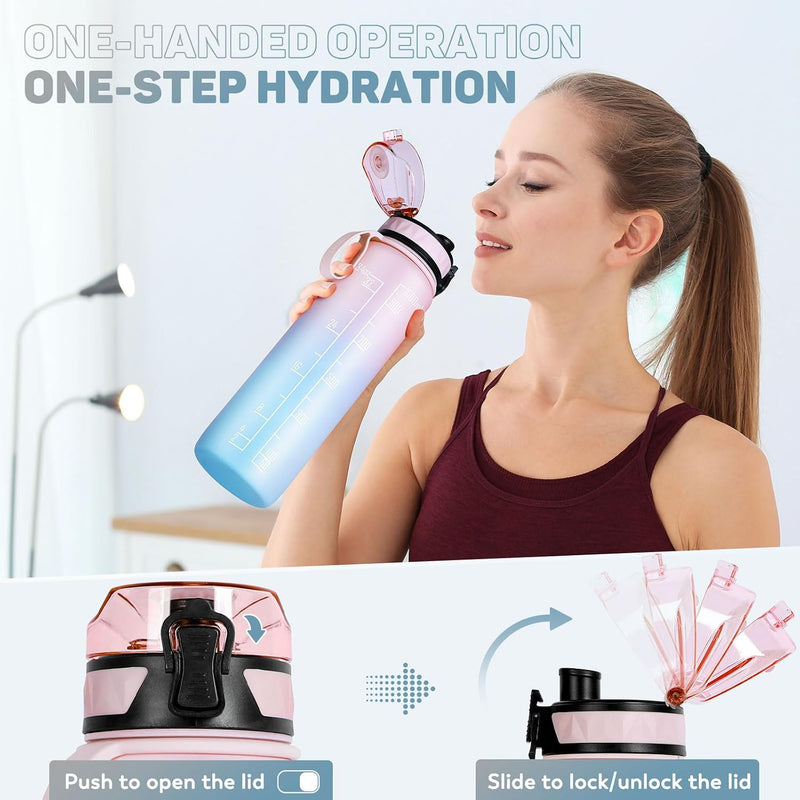 Laden Sie das Bild in Galerie -Viewer, Drinkfles 1 liter BPA-vrij met antislip grip en lekvrije sluiting – waterfles – sportfles
