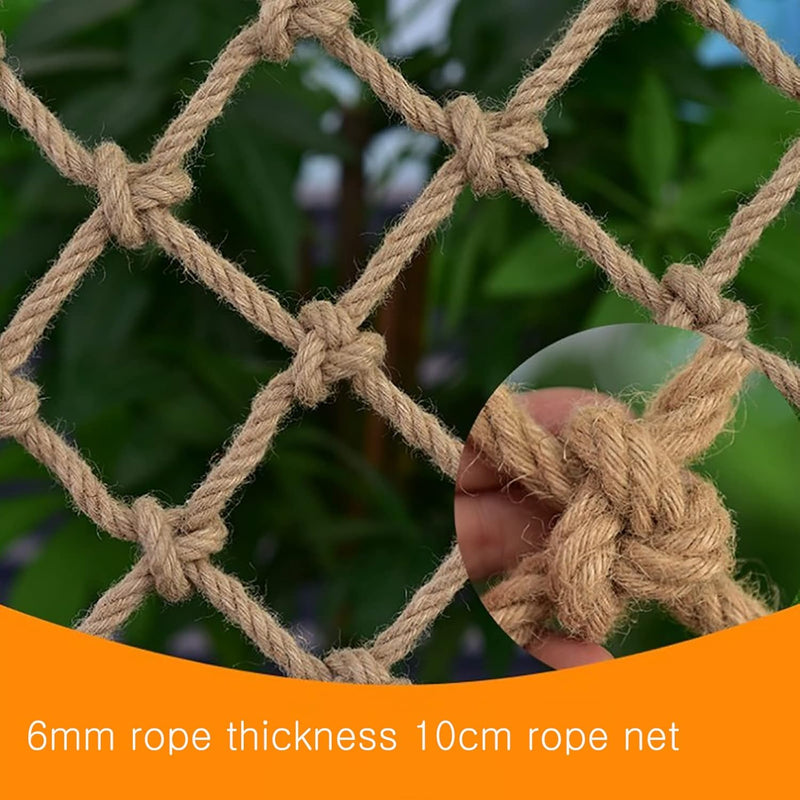Laden Sie das Bild in Galerie -Viewer, Jute veiligheidsnet – maas 10 cm – touwdikte 6 mm – touwnet voor balkon, trap, decoratie en fotowand – meerdere maten
