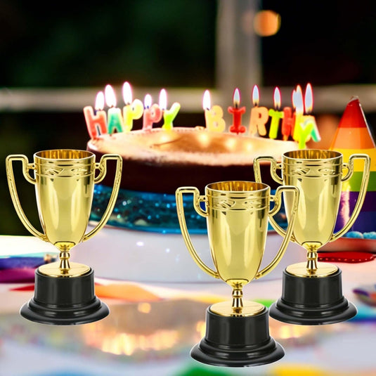 Mini trophies 12 pieces 8.2 cm gold-colored – small sports cups – awards and trophies