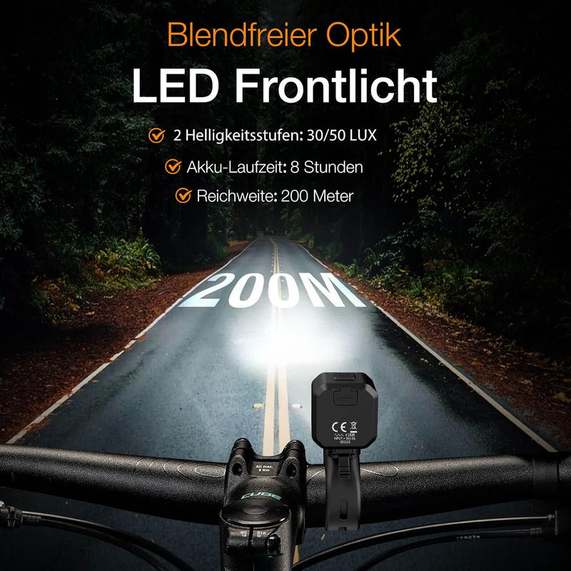 Laden Sie das Bild in Galerie -Viewer, Oplaadbare fietsverlichting set USB-C IPX5 met voorlicht en achterlicht – fietslamp – LED fietslicht
