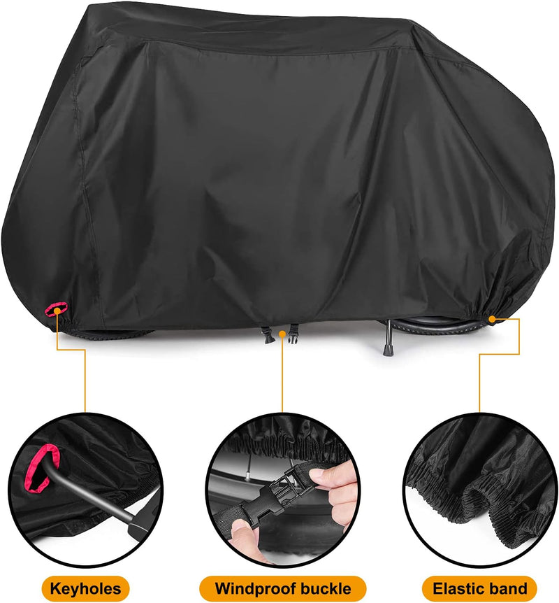Load image into Gallery viewer, Waterdichte fietshoes,210D Oxford stof waterdichte fietshoezen voor 2 fietsen met slot-gaten opbergtas Winddichte gesp voor buiten Mountainbike Racefiets
