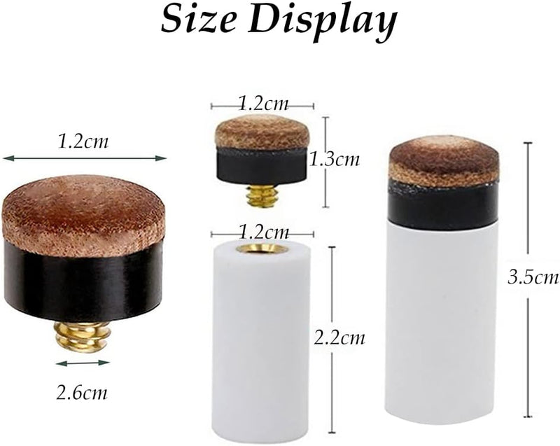 Load image into Gallery viewer, 8-delige Biljartkeu Tip Set 12 mm – Leren Schroefpunten met Ferrules voor Pool &amp; Snooker - happygetfit.com
