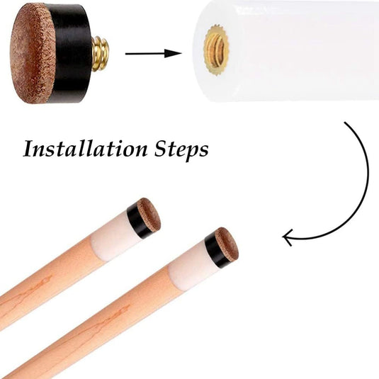 8-delige Biljartkeu Tip Set 12 mm – Leren Schroefpunten met Ferrules voor Pool & Snooker - happygetfit.com