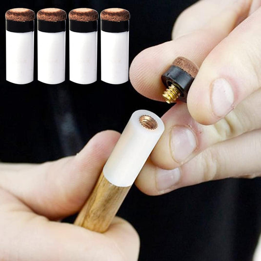 8-delige Biljartkeu Tip Set 12 mm – Leren Schroefpunten met Ferrules voor Pool & Snooker - happygetfit.com