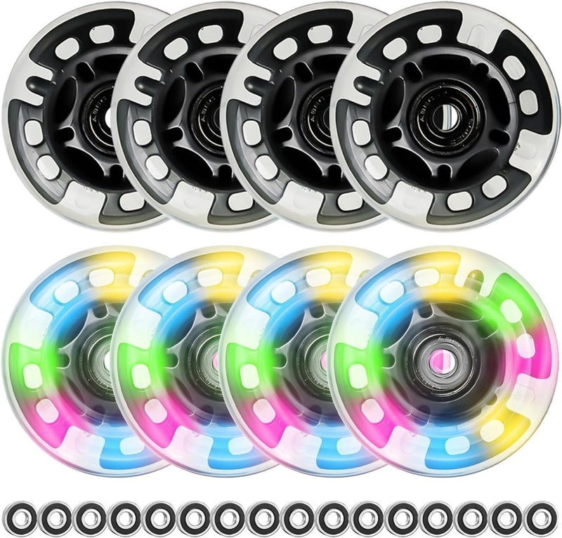 Load image into Gallery viewer, 8 stuks inline skate rollen, 80 mm inline skate wielen met 8 stuks kogellagers, knipperende wielen, inline skate wielen, inline skate onderdelen, wielen voor inline skates - happygetfit.com
