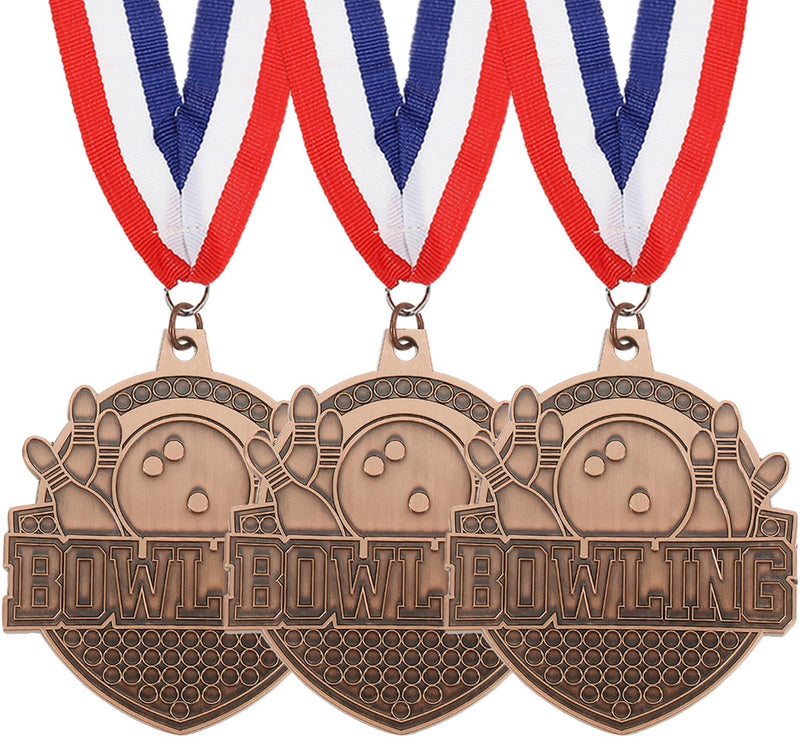 Chargez l'image dans la visionneuse de la galerie, Bowling medailles 3 stuks goud zilver brons met neklinten – sportmedailles – prijzen en trofeeën
