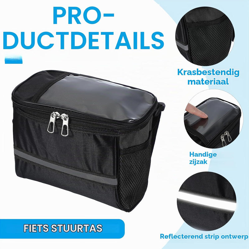 Load image into Gallery viewer, Waterdichte fietsstuurtas 21,5x13x15 cm - Fietstas frame &amp; stuur met reflectie - Fietsmand &amp; schoudertas mountainbike
