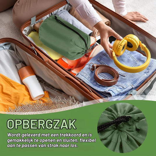 Waterdichte opbergzak 34,5 x 67 cm met trekkoord donkergroen – stuff sack – camping accessoires