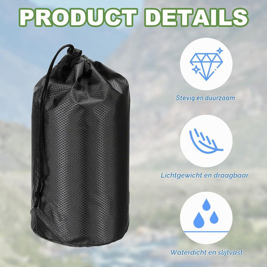 Waterdichte opbergzak 11 x 20 cm met trekkoord oranje – stuff sack – camping accessoires