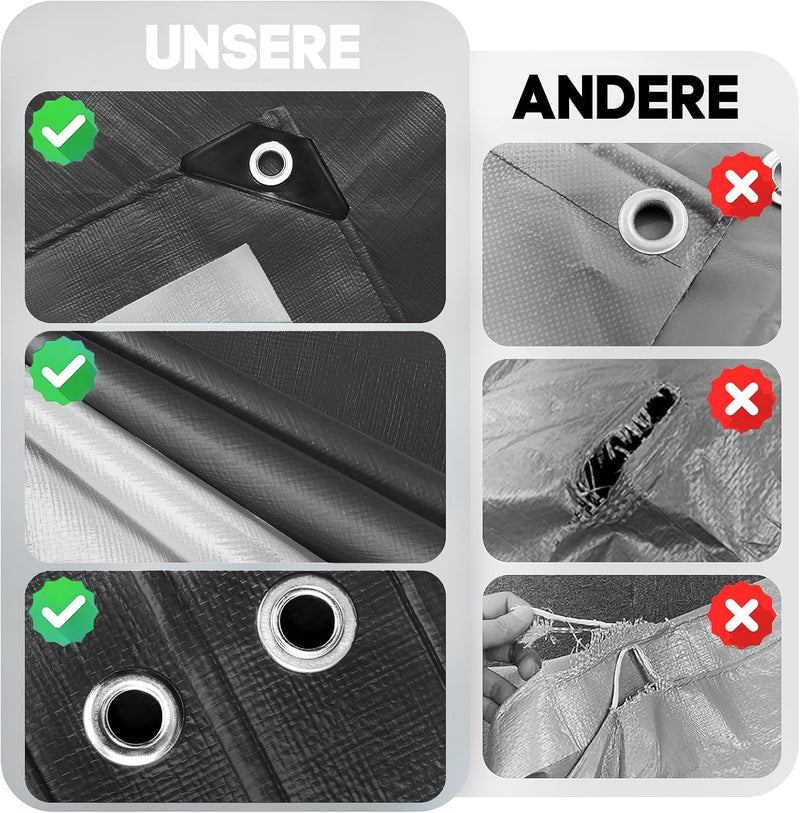 Chargez l'image dans la visionneuse de la galerie, Waterdicht afdekzeil 2 x 4 meter 260 g/m² met ogen zwart – PE dekzeil – beschermzeil

