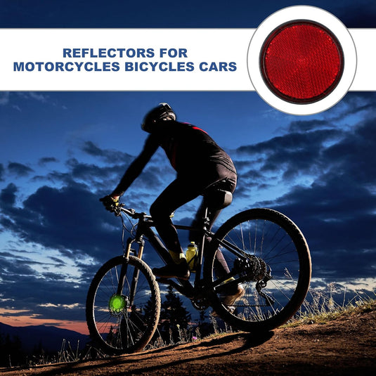 Runde Reflektoren 2 Stück 60 mm rot mit M6-Schraubbefestigung – Sicherheitsreflektoren – Fahrrad- und Motorradzubehör