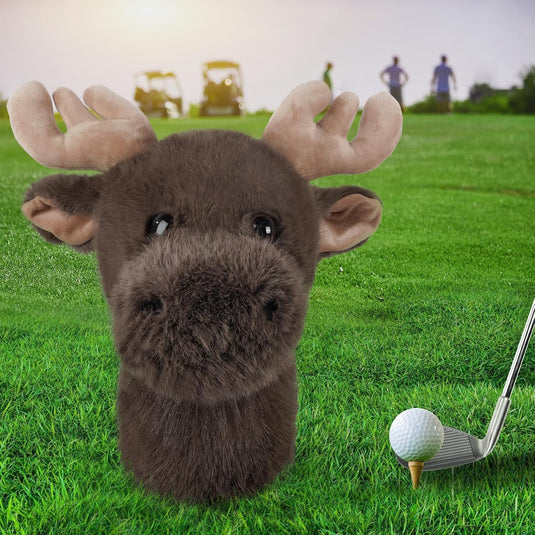 Osłona na kij golfowy z pluszowym wzorem łosia, do driverów 460cc – osłona ze wzorem zwierzęcia – akcesoria do kijów golfowych