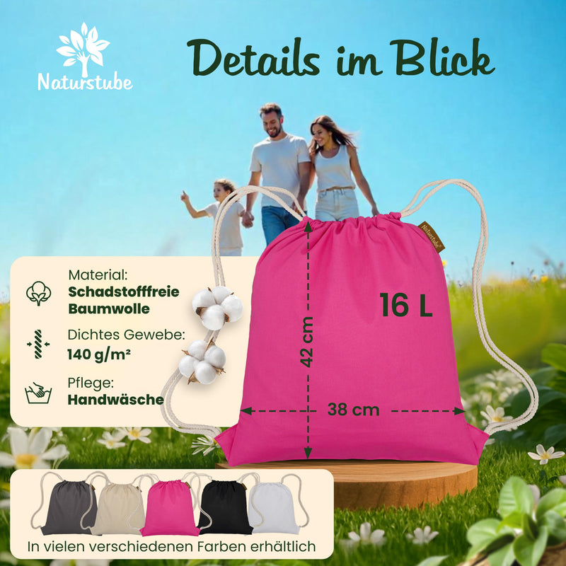 Chargez l'image dans la visionneuse de la galerie, Katoenen gymtas naturel met trekkoord 140 g/m² – sporttas – rugzak
