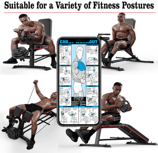 Utility Weight Bench with Leg Extension - Multi-Position Adjustable Bench for Strength Training, Dumbbell Exercise and Ab Workouts
