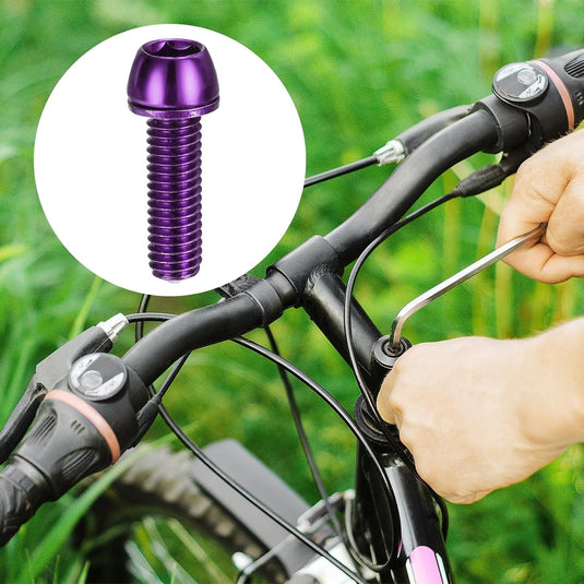 Fietsstuurpen bouten 6 stuks M6 x 20 mm paars met ringen en inbussleutel – fietsbouten – BMX MTB accessoires