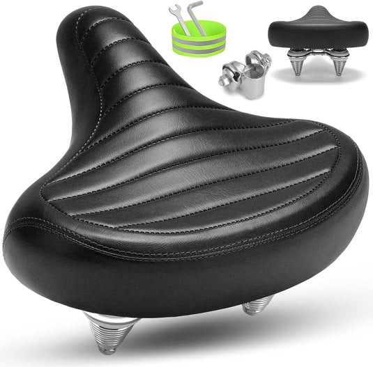 Breed comfortabel fietszadel bruin met dubbele vering