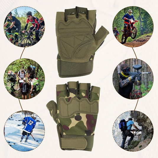 Vingerloze sporthandschoenen heren maat L camouflage – halve vingerhandschoenen – fiets klim accessoires