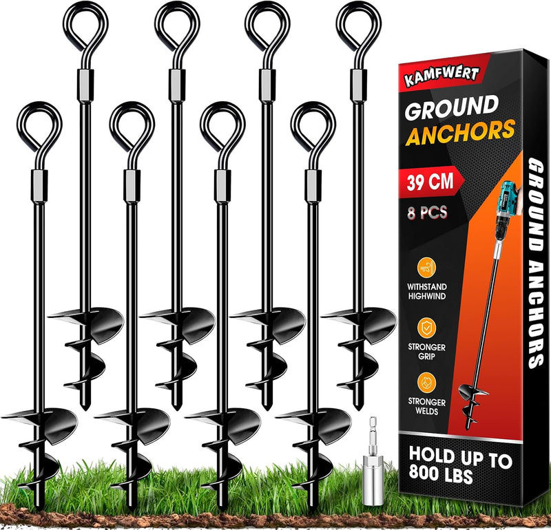 Chargez l'image dans la visionneuse de la galerie, Grondankers 4 stuks 61 cm heavy duty met booradapter – trampoline ankers – stormankers
