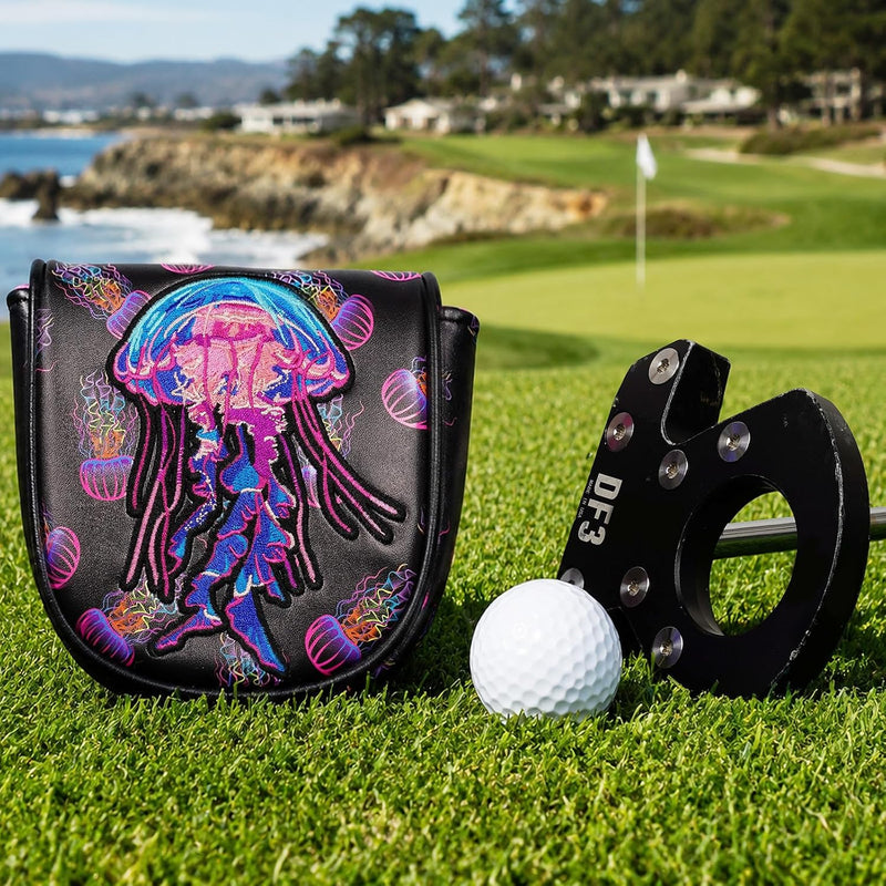 Laden Sie das Bild in Galerie -Viewer, Golfclub-Headcover mit farbenfroher Quallenstickerei für Driver, Fairwayholz und Hybrid – Golf-Headcover – Clubschützer
