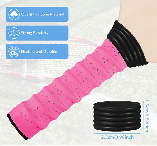 Tennis grip tape set 10 stuks met siliconen ringen