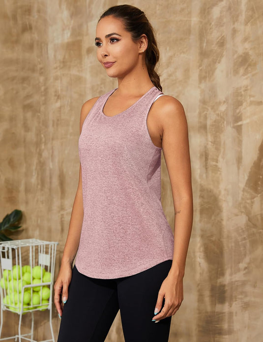 Dames sporttop mouwloos sneldrogend met open rug – fitness top – yoga shirt