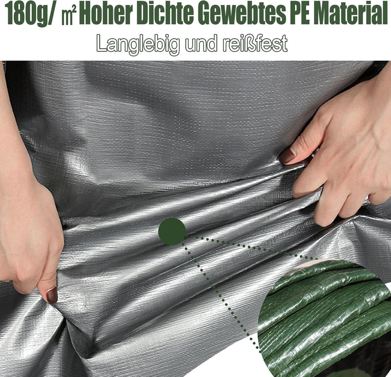 Load image into Gallery viewer, Waterdicht afdekzeil 4 x 5 meter 180 g/m² met ogen groen-zilver – PE dekzeil – beschermzeil
