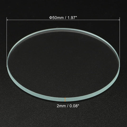 Zaklamp glazen lenzen 50 x 2 mm 2 stuks transparant – gehard glas – LED zaklamp onderdelen