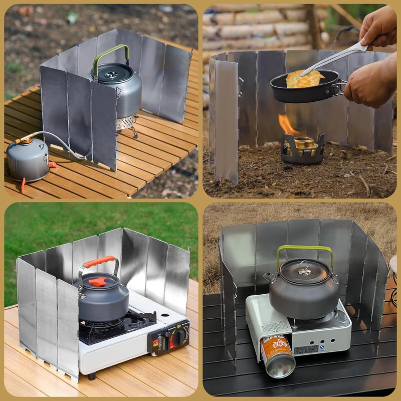 Load image into Gallery viewer, 10 Stuks Aluminium Camping Fornuis Windscherm, Camping Kachel Voorrui, Draagbare Camping Kachel Voorruit, voor Kamperen Buitenkachel, Picknick, Kamperen
