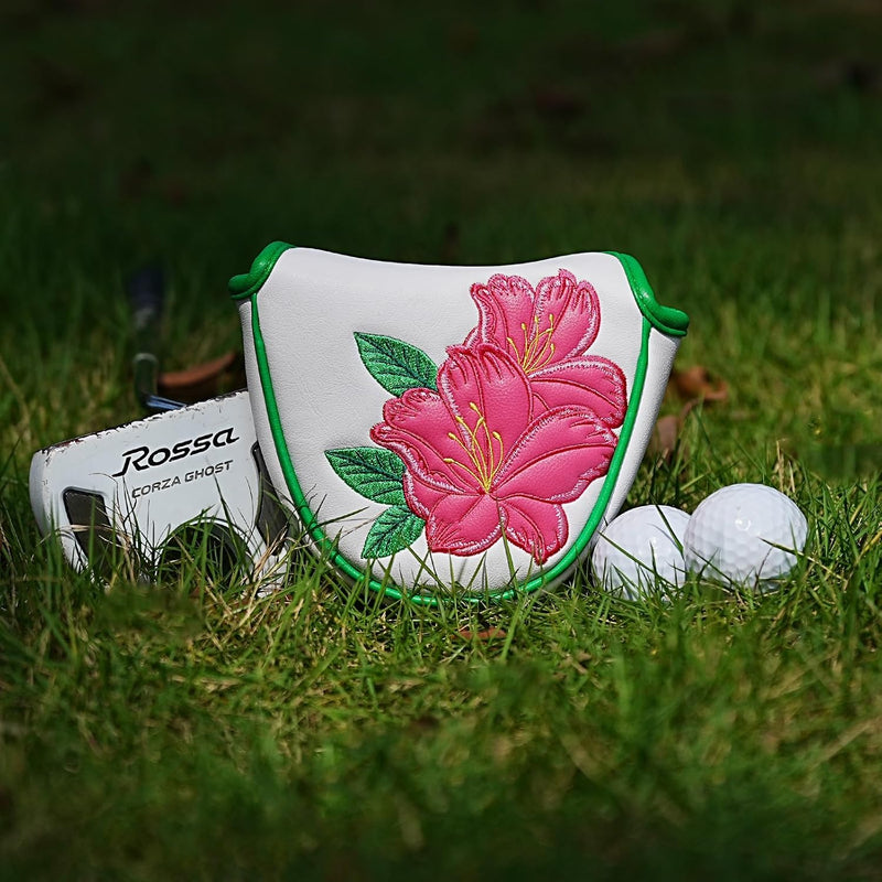 Laden Sie das Bild in Galerie -Viewer, Golf putter beschermhoes met bloemenborduurwerk en magneetsluiting voor hamerputters – mallet headcover – golfuitrusting
