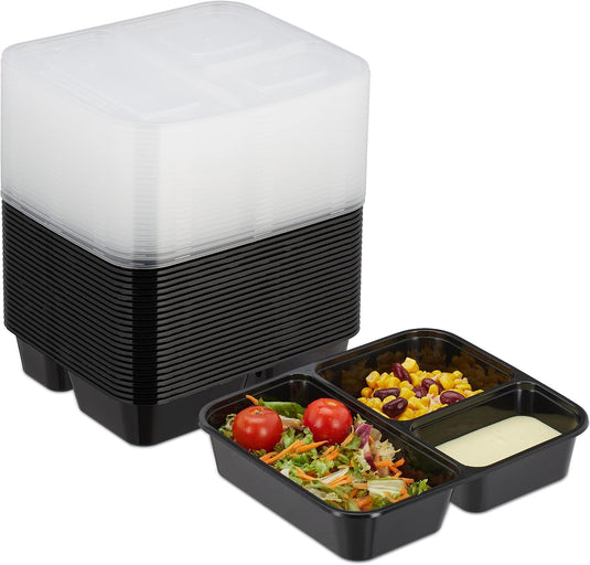 Meal prep bakjes set van 24 met 3 vakken 1,79 liter
