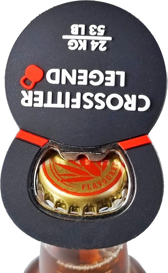 Bieropener Kettlebell, Flesopener Crossfit, flessenopener Kettlebell. Handschoenen voor Crossfit, Polsverbanden, Tape Crossfit.
