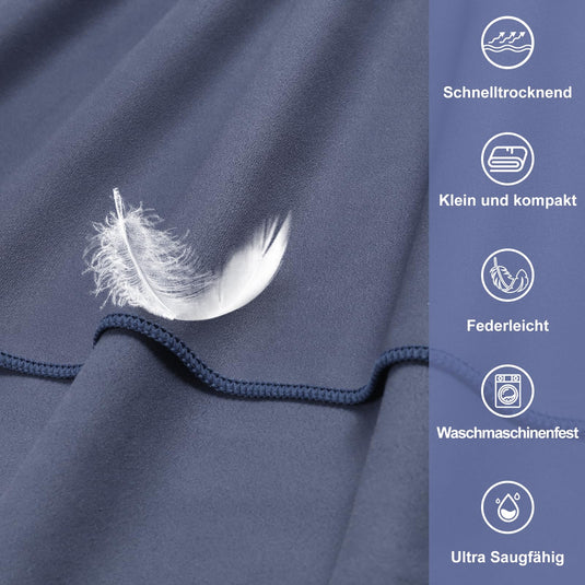 Fitnesshanddoek Microvezel 120x50 cm Sneldrogend met Ritsvak – Sporthanddoek – Reishanddoek