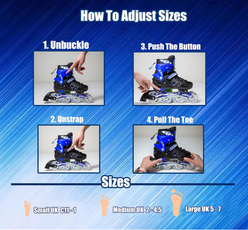 Load image into Gallery viewer, Adjustuble Rolschaatsen met oplichtende wielen voor kinderen en volwassenen - Kids Inline Roller laarzen met opbergtas voor peuters, rolschaatsen voor meisjes, jongens, professionals en
