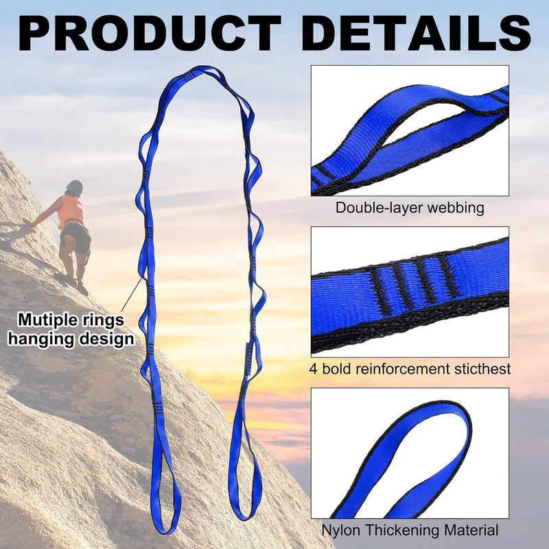 Załaduj obraz do przeglądarki galerii, Daisy chain ophangbanden 2 stuks 180 cm met 12 lussen blauw – verstelbare nylon riemen – aerial yoga accessoires
