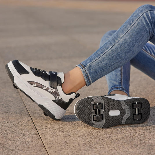 Schoenen met wieltjes, voor jongens en meisjes, kinderrolschaatsen, 2-in-1 rolschaatsen, gymschoenen, skateboardschoenen