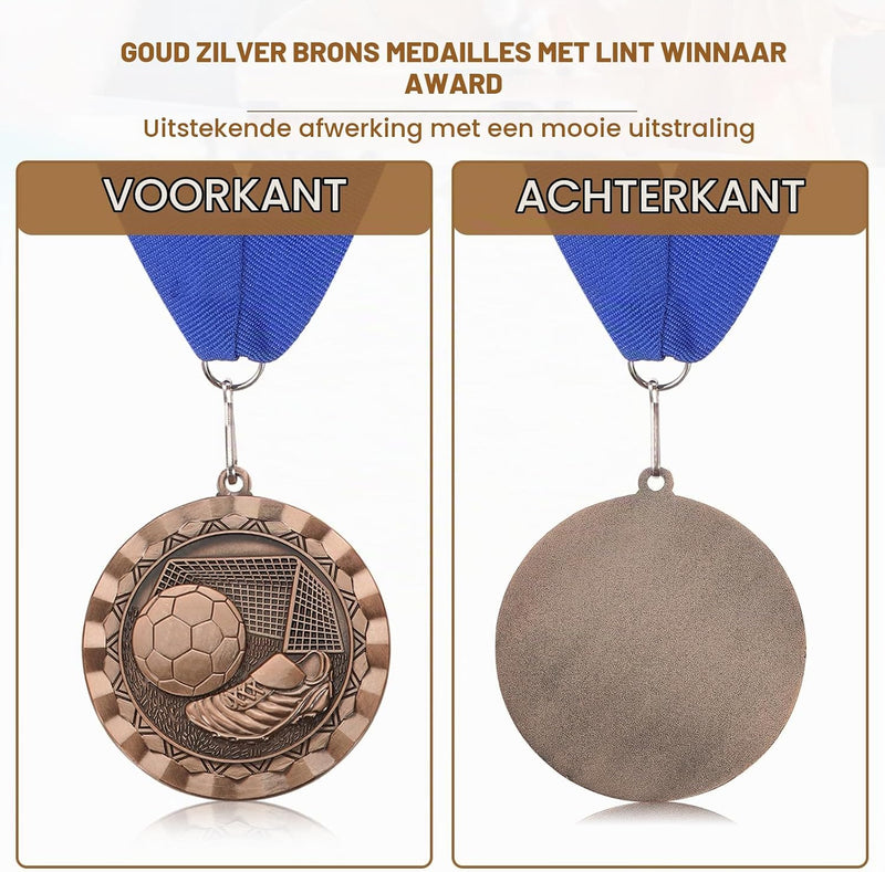 Laden Sie das Bild in Galerie -Viewer, Voetbal medaille met neklint van zinklegering – sportmedaille – prijs en trofee
