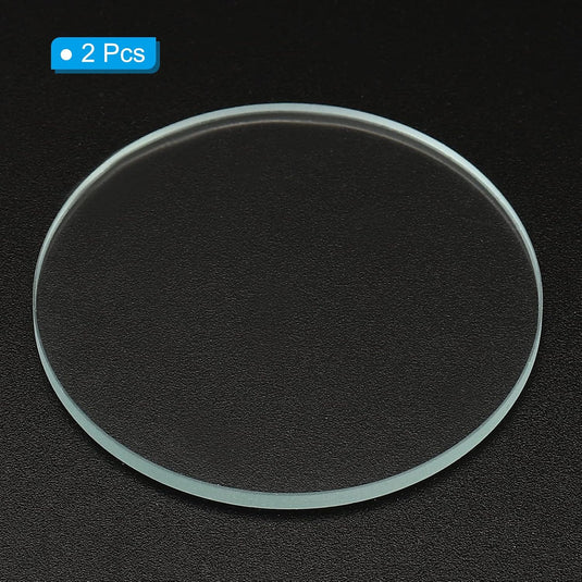 Zaklamp glazen lenzen 50 x 2 mm 2 stuks transparant – gehard glas – LED zaklamp onderdelen