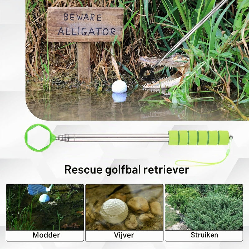 Załaduj obraz do przeglądarki galerii, Telescopische golfbal retriever 43-274 cm van roestvrij staal – golfbalvanger – golf accessoires
