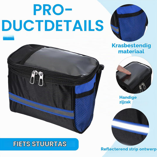 Waterdichte fietsstuurtas 21,5x13x15 cm - Fietstas frame & stuur met reflectie - Fietsmand & schoudertas mountainbike