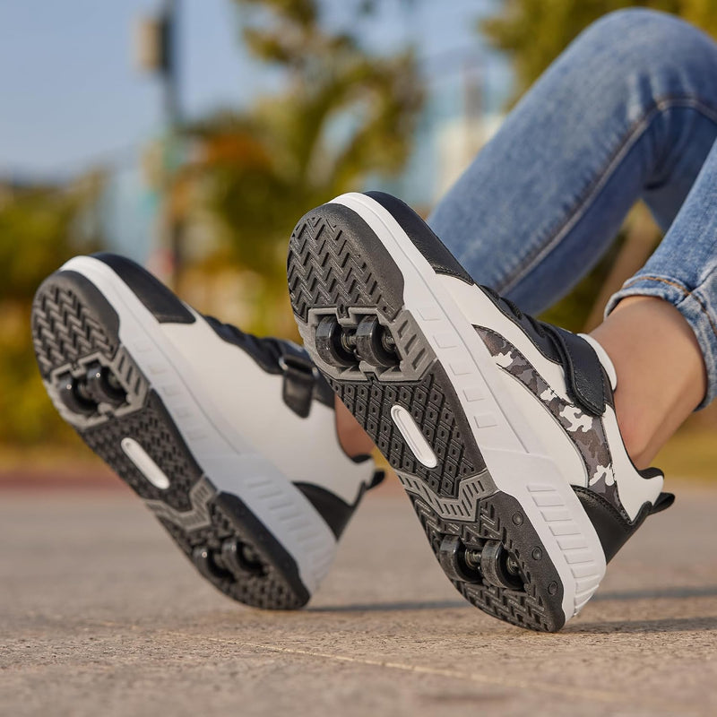 Load image into Gallery viewer, Schoenen met wieltjes, voor jongens en meisjes, kinderrolschaatsen, 2-in-1 rolschaatsen, gymschoenen, skateboardschoenen
