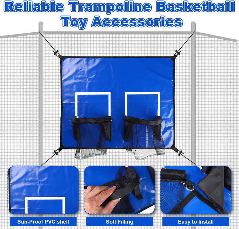 Chargez l'image dans la visionneuse de la galerie, Trampoline basketbalring met dubbele mand en 4 miniballen – basketbalset – trampoline accessoires
