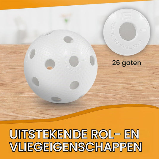 Balles de floorball, lot de 24, 72 mm, en plastique avec 26 trous et homologuées par l’IFF – balles d’unihockey – hockey en salle