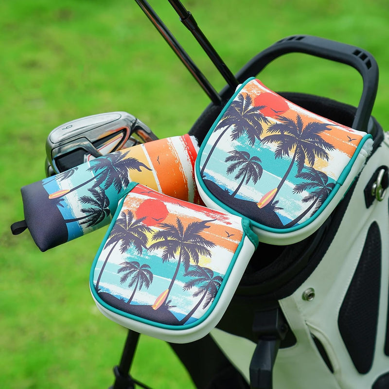 Laden Sie das Bild in Galerie -Viewer, Golf putter beschermhoes met magnetische sluiting 16,8 x 13 cm van kunstleer – putter headcover – golfclub bescherming
