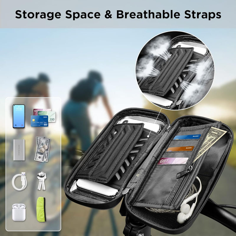 Laad afbeelding in Galerijviewer, Vitalismo Fiets Telefoonhouder Waterdicht Fietsstuurtas - Fietshouder Smartphone Touchscreen Fietstelefoonhouder Stuurtas Fietstas Stuur 360° Rotatie Regenhoes Opslagruimte voor Telefoon tot 7 inch
