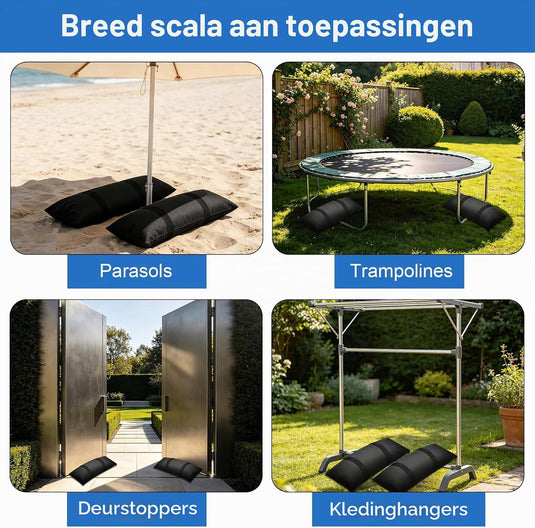 Verzwaringszakken 2 stuks 70 x 25 cm vulbaar tot 20 kg – zandzakken – outdoor gewichten