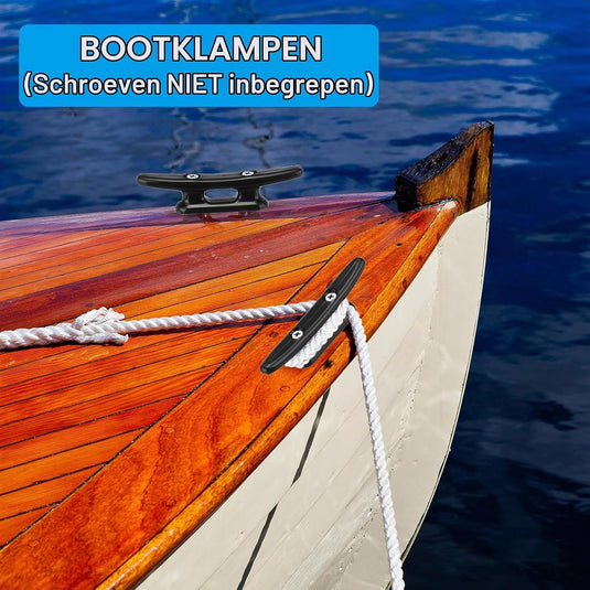 Bootkikkers 6 stuks 75 mm van nylon zwart – touwklemmen – boot kajak accessoires