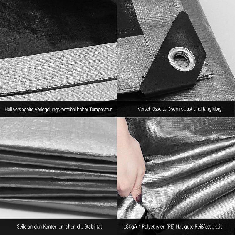 Load image into Gallery viewer, Waterdicht afdekzeil 4 x 5 meter 180 g/m² met ogen groen-zilver – PE dekzeil – beschermzeil
