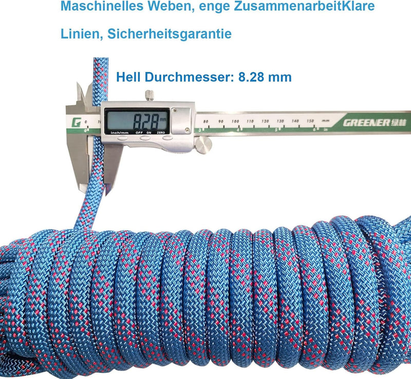 Laden Sie das Bild in Galerie -Viewer, Statisch outdoor touw 5 m x 8 mm – nylon touw met 2 stalen haken voor camping en survival

