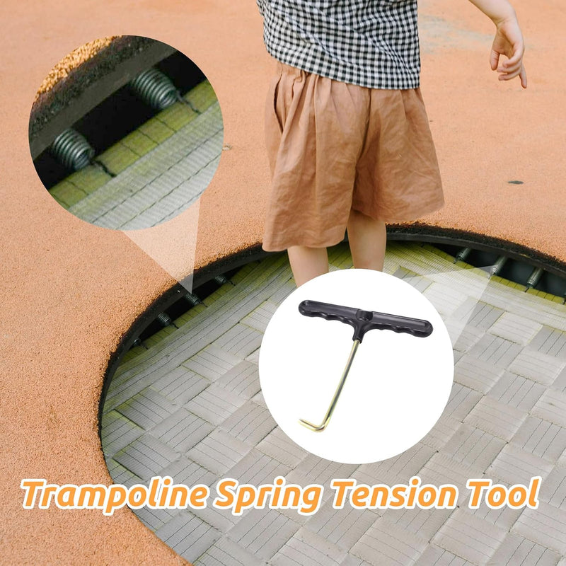Laad afbeelding in Galerijviewer, Trampoline veertrekkers 2 stuks met antislip handschoenen – T-haak veerspanner – trampoline gereedschap
