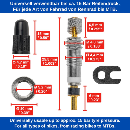 Fietsventiel Reparatieset 20-delig voor Dunlopventiel tot 6 Bar – Ventielset – Fietsaccessoires